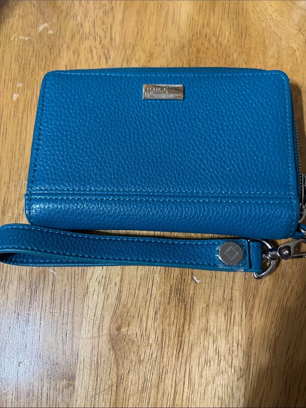 Teal Leather Wristlet Wallet - Unknown Brand